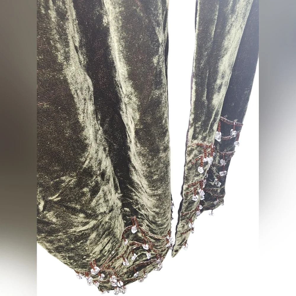 NORDSTROM silk beaded scarf, green, brown